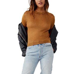 NWT Free People H2O Crew Pullover in Tiger Eye - size XS